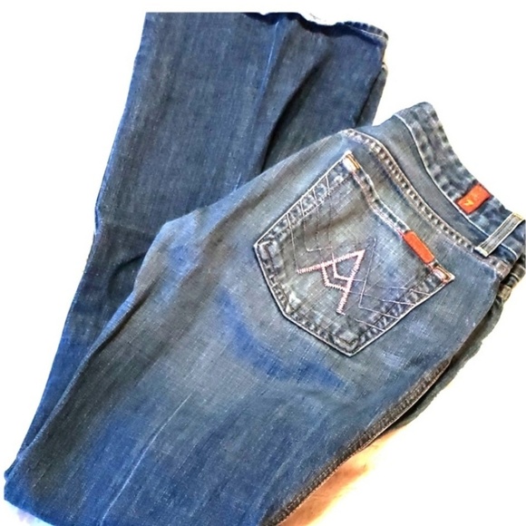 7 for all Mankind Dark Blue Jeans with Pink Detail - Picture 1 of 6